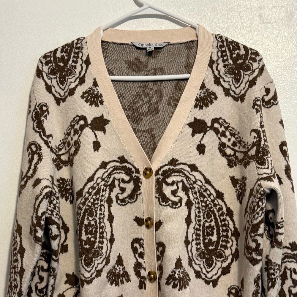 Ophelia Roe Size 1X Sweater Button Up LongSleeve Office Career New